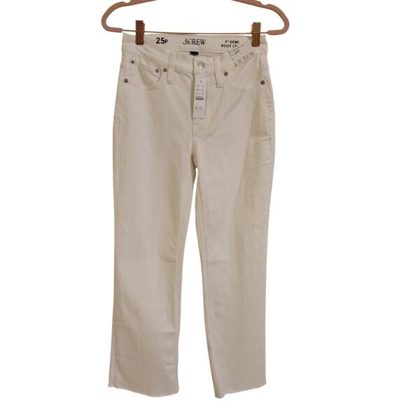 NWT J. Crew 9" Demi-Boot Crop Jean In White Wash 25P - Picture 4 of 7